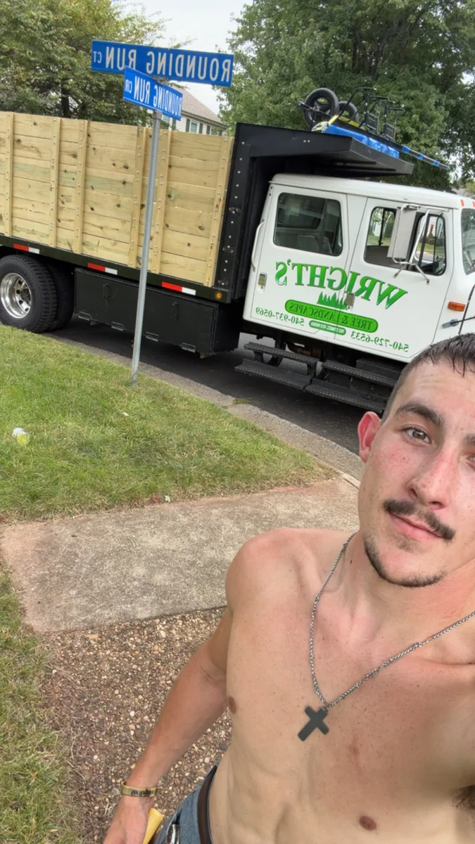 TJ, member of the Wright's Tree and Landscapes field crew